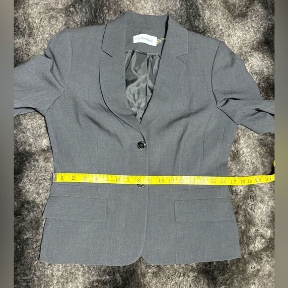 Calvin Klein Women 10P Gray Rayon Blend Blazer Career Office Rayon Blend - Picture 8 of 11
